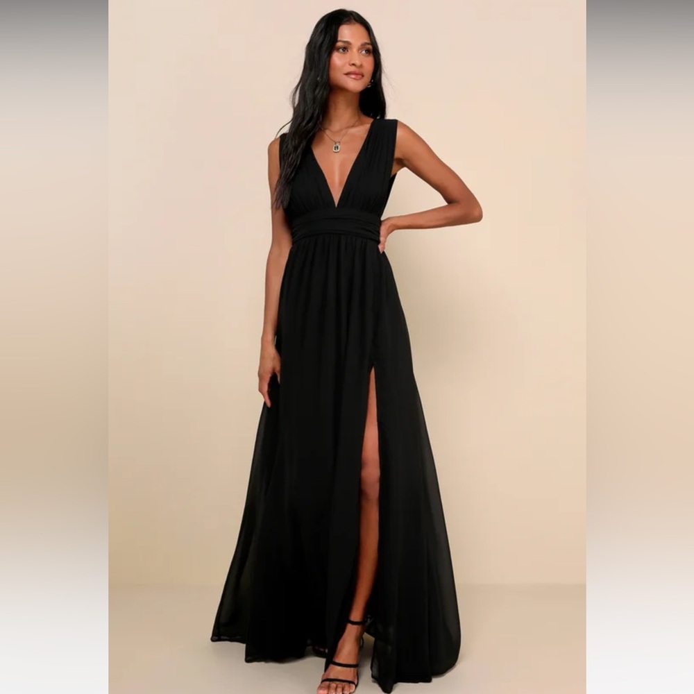 Lulus Heavenly Hues Black Maxi Dress Black